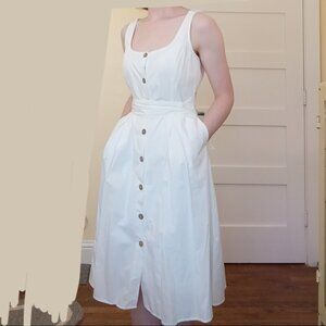 Sleeveless White Cotton Sundress